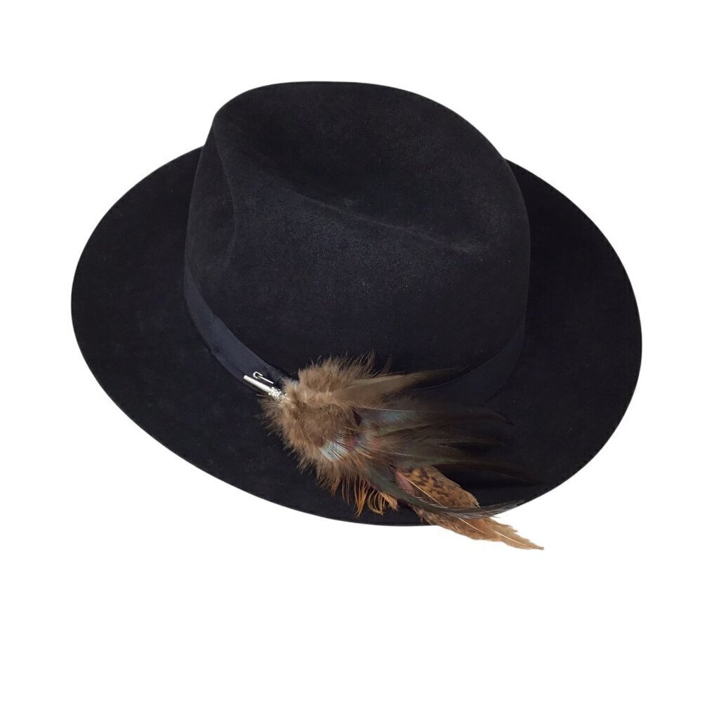 Worth & Worth Christy's London Fine Fur Felt NWOT Fedora Black 7 3/8 England